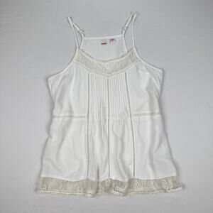 Bongo White Lace Trim Camisole Tunic Boho Romantic Y2K Summer Medium
